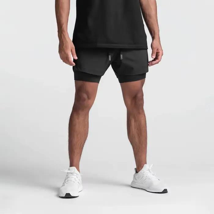 Short de sport respirant à double couche, 2 en 1, pour homme, tenue de gym, fitness, musculation, en
