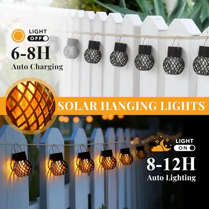 Lanterne solaire LED à effet de flamme pour l'extérieur, lampe de décoration de jardin étanche, lumi