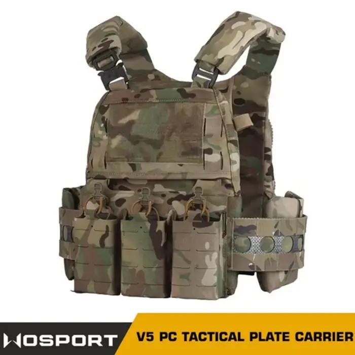 Gilet tactique V5 FCPC, gilet militaire de chasse Airsoft, détachable rapidement, livré avec Triple sac, attelle intégrée, tissu en Nylon mat