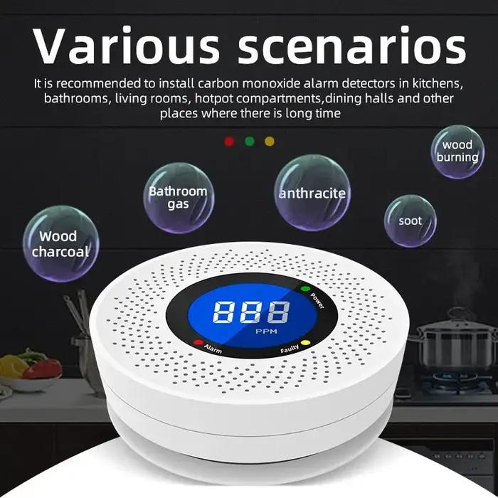 Protection de sécurité détecteur de monoxyde de carbone moniteur de CO alarme d'empoisonnement affichage numérique LCD contrôle intérieur en temps réel à la maison