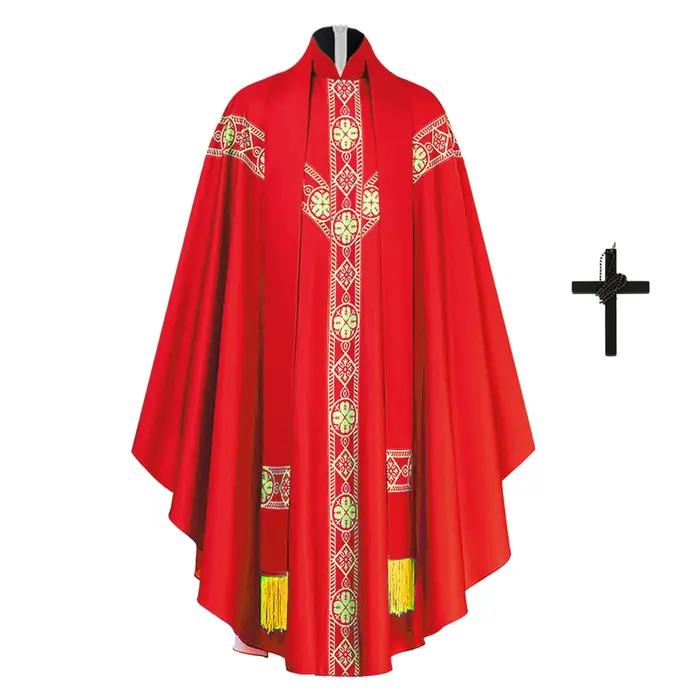 Halloween prêtre Cosplay célébrité chasuble église catholique père masse vestiments Robe avec gland clergé Robe pour hommes Costume