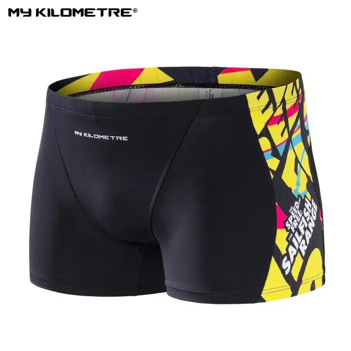 MY KILOMETRE Maillot de bain homme jambe carrée épissure Maillot de bain athlétique Maillots de bain