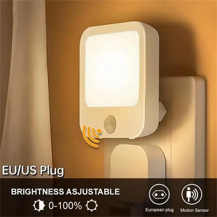 Veilleuses LED à capteur de mouvement, prise UE, lumière d'armoire à intensité variable pour bébé, c