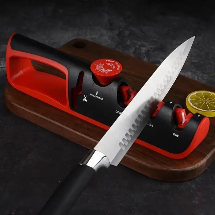 Affûteur de couteaux 4-en-1 réglable en carbure de tungstène pour tous types de couteaux et ciseaux, occasion quotidienne et cadeau pour cuisiniers passionnés