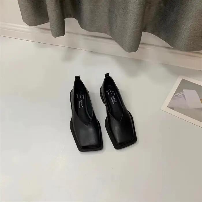 Bailamos-Chaussures plates carrées pour femmes, mocassins décontractés, doux, élastiques, ballerine