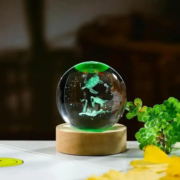 1 pièce cadeau boule de cristal tortue 3D, veilleuse de style statue animale, cadeau d'anniversaire,