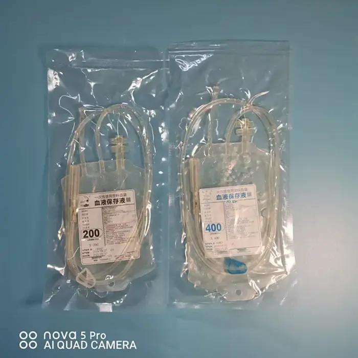 Sac de collecte de sang en plastique pour animaux de compagnie 200ml 400ml transfusion anticoagulant veterinaire eleveur chien chat cheval bovin