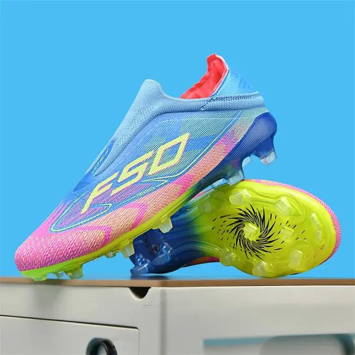 Nouveaux hommes bottes de Football antidérapantes chaussures de Football de haute qualité crampons d'herbe baskets de Futsal montantes Match intérieur vente chaude en plein air
