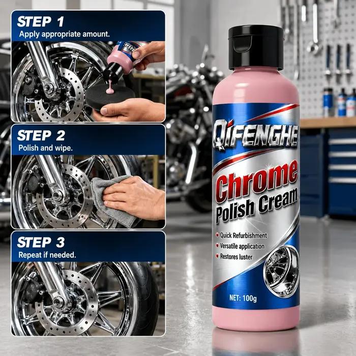 Crème de polissage chromée 100g - Composé de polissage rapide qui nettoie, protège et confère une brillance durable à vos accessoires chromés.