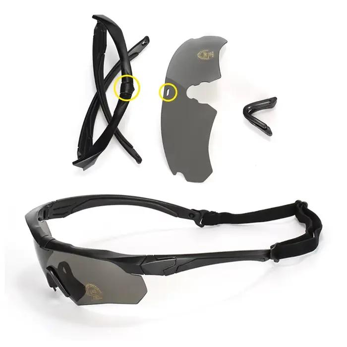 Lunettes tactiques polarisées 3 lentilles pour chasse et sports outdoor - protection vent et poussière