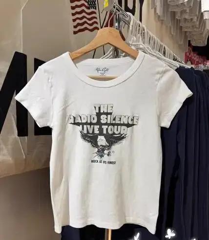 Mode aigle lettres imprimer à manches courtes t-shirt femmes été nouveau coton blanc décontracté col rond hauts amples Vintage Simple mince T-shirts