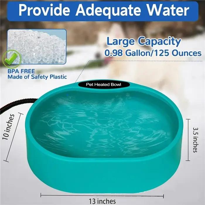 Bol à eau chauffant automatique de grande taille 3,7 L, bol à eau automatique pour chiens, chats et animaux, sensible à la température, pour l'extérieur en hiver