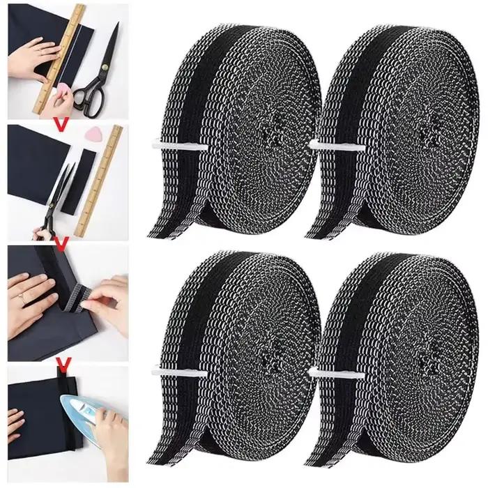 Tissu de couture DIY auto-adhésif thermocollant pour la réparation et l'abréviation des ourlets de pantalons, pour vêtements et pantalons en jean