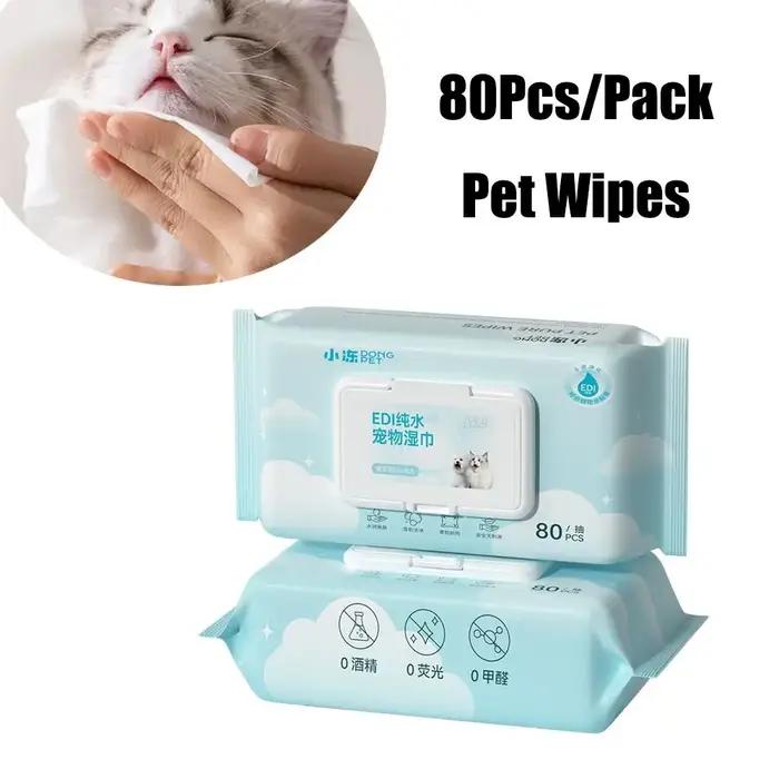 Lingettes pour animaux de compagnie pour essuyer les yeux et les oreilles, chiens et chats, support