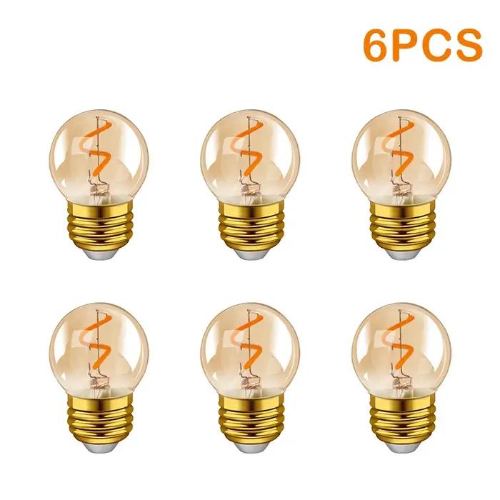Ampoule LED G40 à filament en spirale doré 1W (équivalent 10W) Lampe LED à économie d'énergie Verre ambré E27 220V 2200K