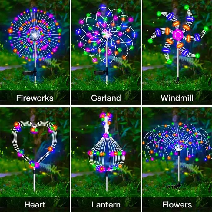 LED feu d'artifice solaire lampe extérieure jardin décor voie fée lumières étanche noël cour balcon