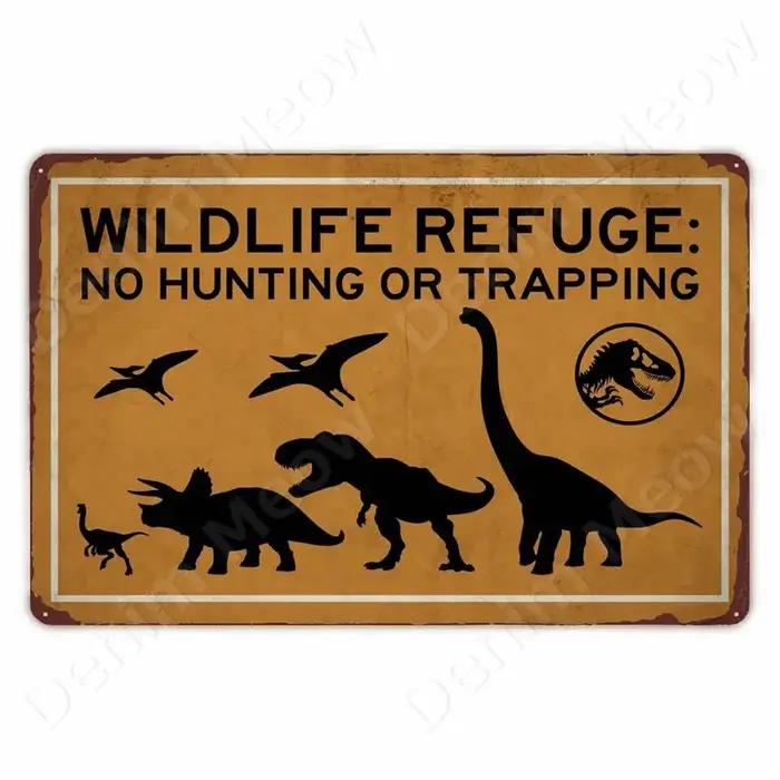 Méfiez-vous de Raptor – panneau métallique drôle en étain