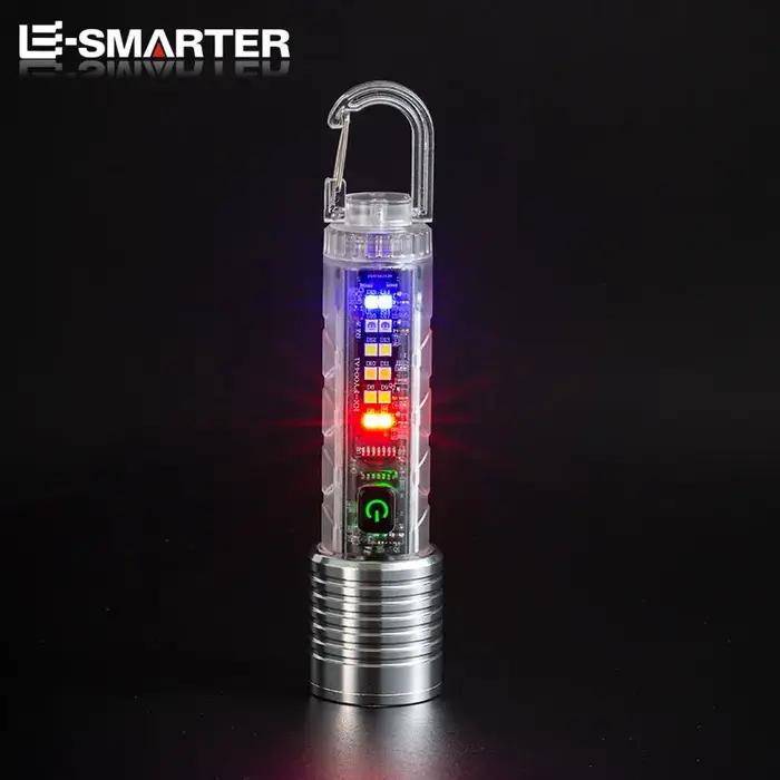 Lampe de poche LED puissante et Portable EDC, Mini porte-clés, torche Zoom Rechargeable, longue port