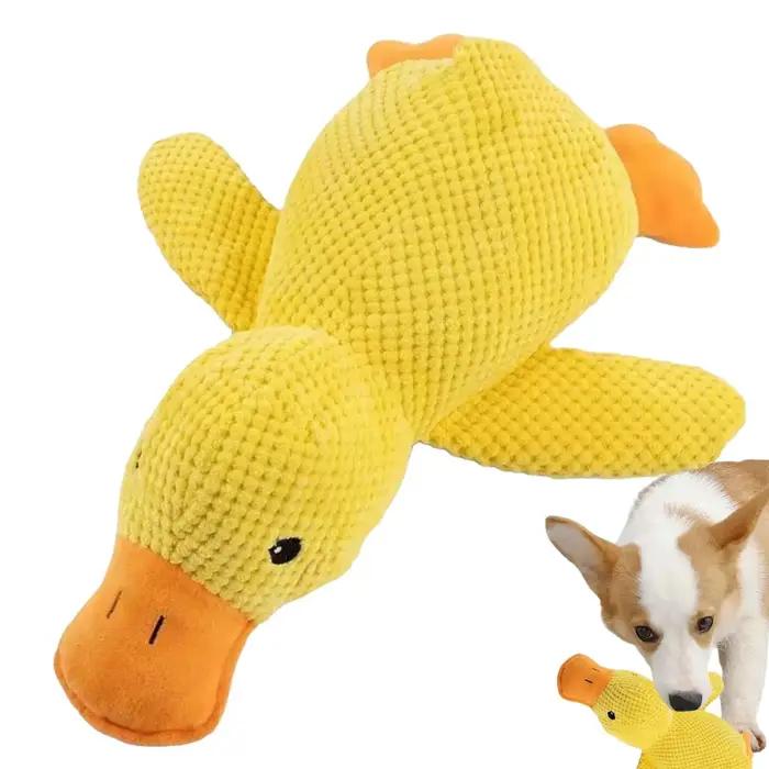 Jouet en peluche canard endormi pour chiens, stimulation auditive et tactile, résistance aux morsures, massages des gencives, détente et bien-être pour petits et grands chiens