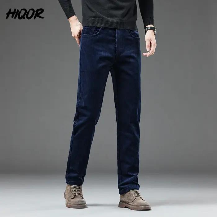 Pantalon velours côtelé homme hiver épais chaud business casual droit mode coréenne vert