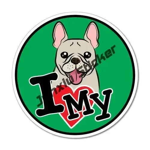 Dessin animé bouledogue français chien de compagnie vinyle décalque animaux autocollants j'aime mon