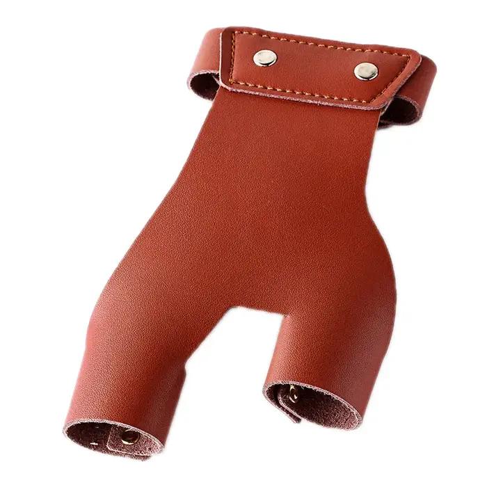 Gant d'archerie deux doigts cuir vache - Protection pouce-index pour arc traditionnel chasse main gauche