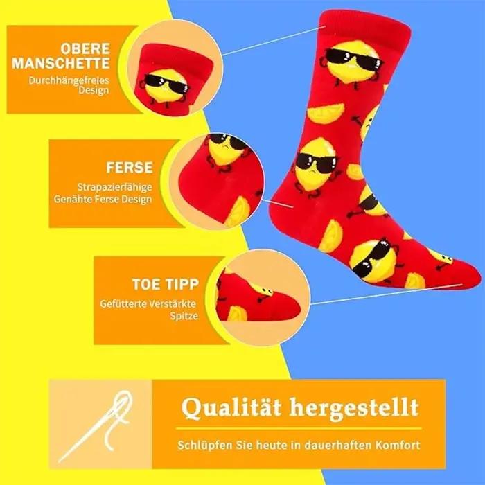 Lot 10 paires chaussettes motifs nourriture coloris irréguliers street skate tendance homme femme