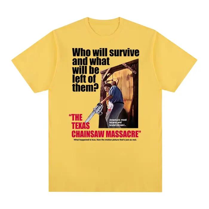 T-shirt Vintage Texas Chainsaw Massacre, film d'horreur des années 1990, vêtements d'Halloween, t-shirt en coton pour hommes, nouveau t-shirt pour femmes
