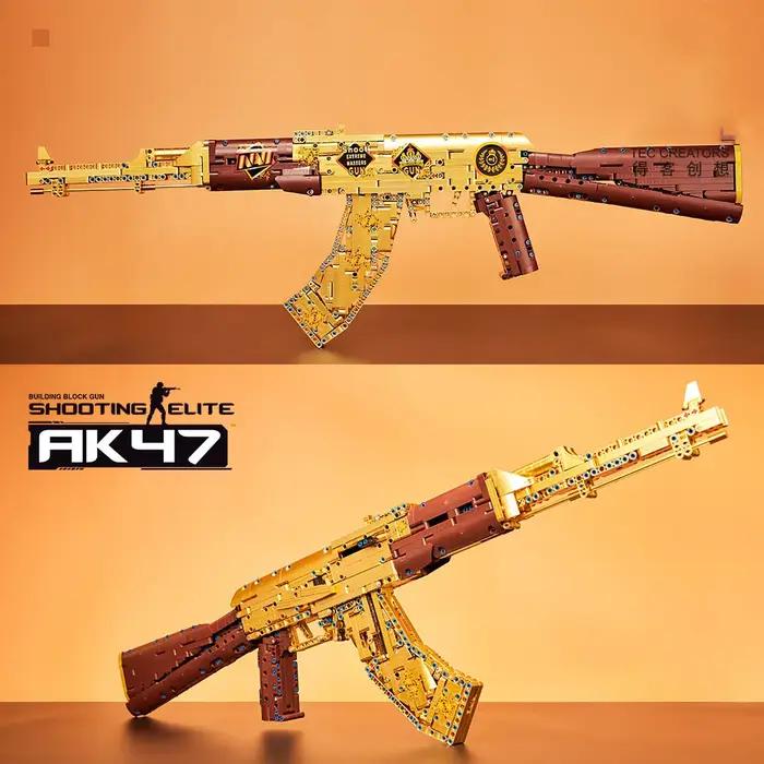 1548 pièces technique doré AK47 M4A4 AWP P90 modèle de pistolet blocs de construction avec moteur ensemble arme briques jouets cadeau pour enfants enfants
