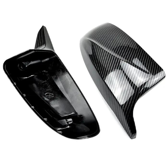 Couvercle de rétroviseur pour BMW X5 E70 X6 E71 2008 – 2013, 2 pièces, noir brillant, en Fiber de ca