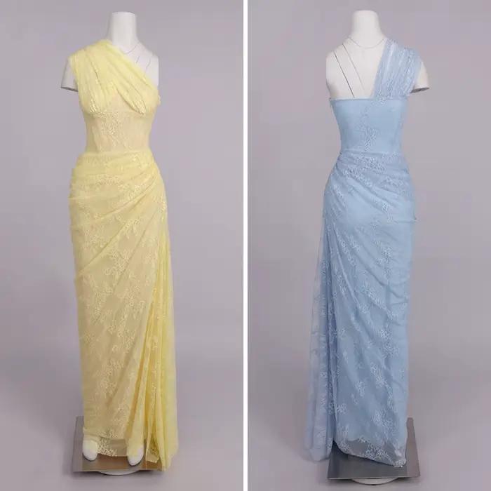 VC Robes longues élégantes en dentelle bordeaux à une épaule pour femme – Robe de soirée drapée coupe ajustée