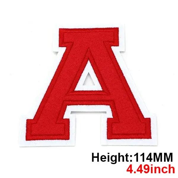 1Pc grandes lettres rouges Patch 114MM Alphabet anglais fer sur Patch pour vêtements veste chapeaux