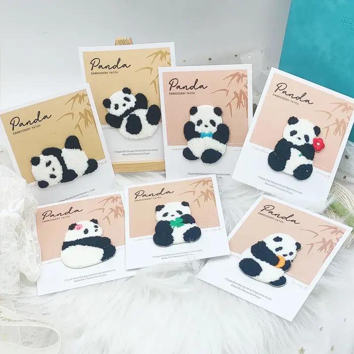 Patchs de broderie en peluche panda 3D auto-adhésifs pour enfants et adultes décorer vêtements sacs à dos étuis de téléphone occasions spéciales