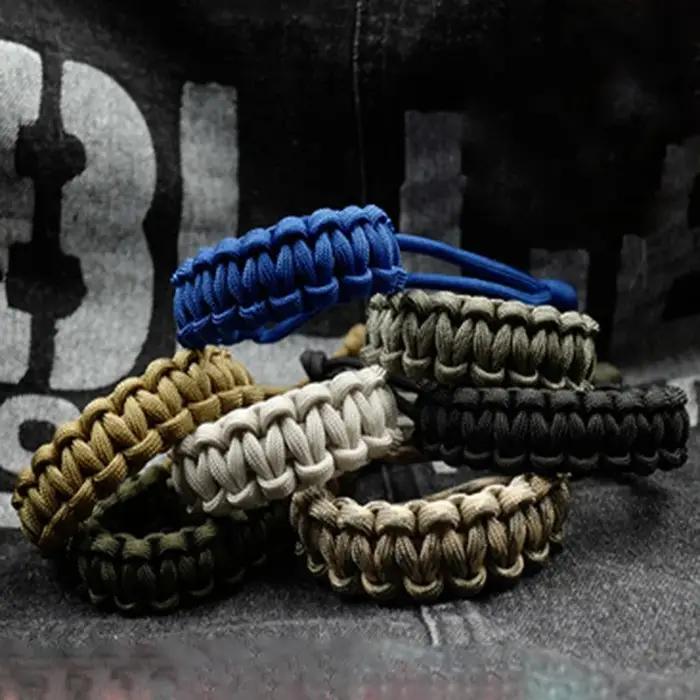 Bracelet d'urgence de survie réglable, 7 couleurs, cordon paracorde 550, cordon de tissage pour Camp