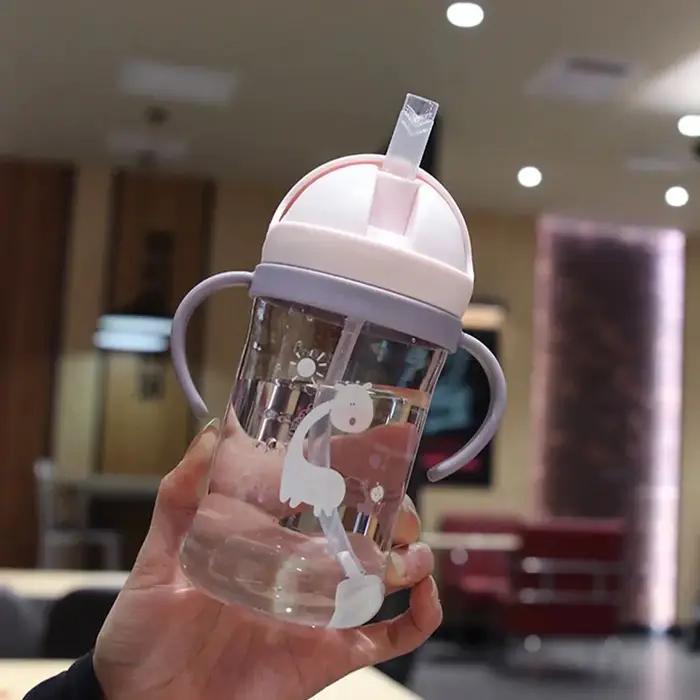 350ml Enfants Potable Tasse Biberon Avec Paille Gravité Boule Large Calibre Bouteille