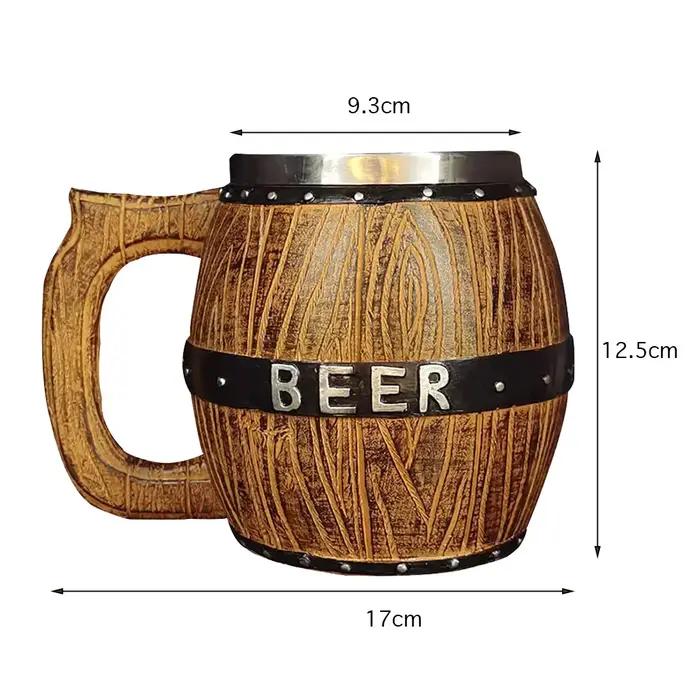 Tasse à Bière en Bois de Style Viking