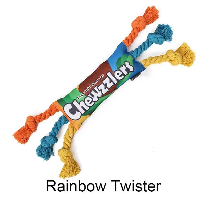 Jouet pour chien en forme de bonbon arc-en-ciel, résistant aux morsures, qui émet des sons, pour pet