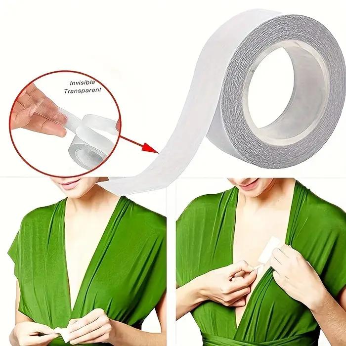 1 rouleau de ruban adhésif double face de haute qualité pour vêtements - Bande autocollante, convient aux robes, offre une fixation sécurisée et un port confortable.