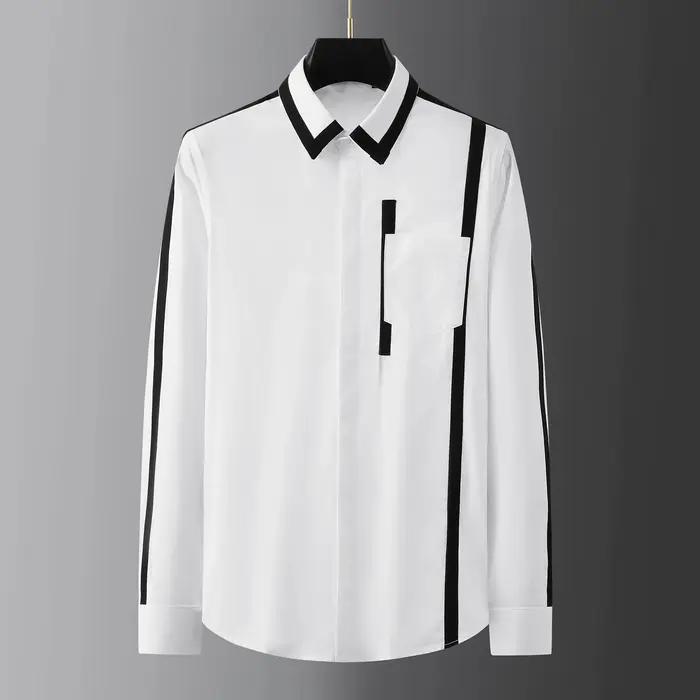 Chemise épissée en coton pour hommes, Design personnalisé, chemises décontractées à manches longues,