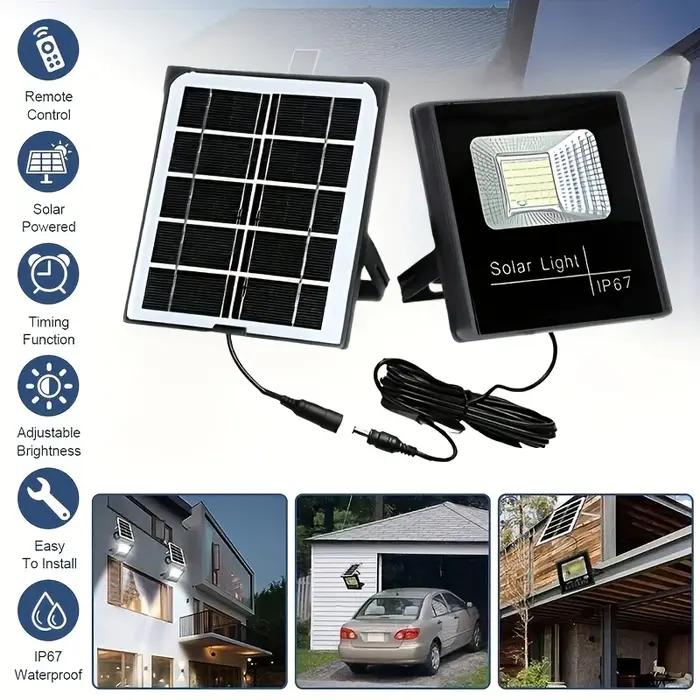 Lampe solaire de rue à haute luminosité 50W, projecteur extérieur avec télécommande et réflecteur, p