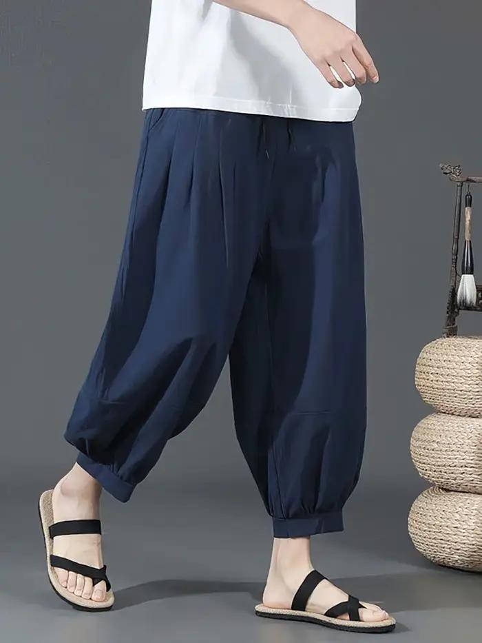 Short d'été en coton et lin pour hommes