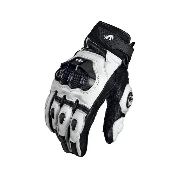 Gants de moto en cuir véritable pour hommes, équipement de protection, moto de course, haute qualité, Luva