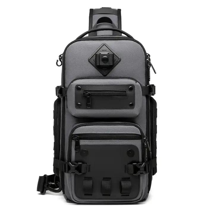 Ozuko sacs de ventre sac de poitrine pour hommes en plein air tactique une épaule sac à bandoulière