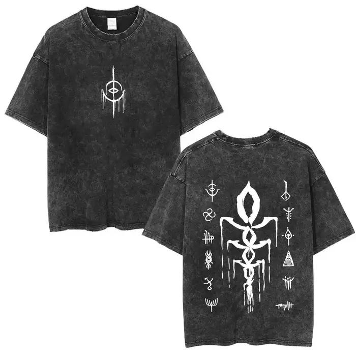 T-shirt délavé vintage avec logo Bloodborne imprimé