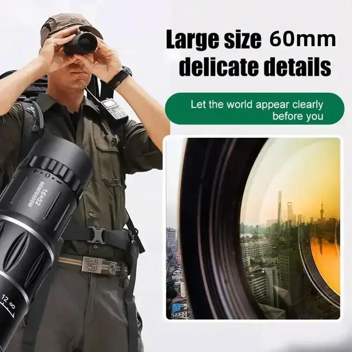 Longue-vue monocular 16x52 haute puissance - Zoom optique longue portée pour observation nocturne et jour