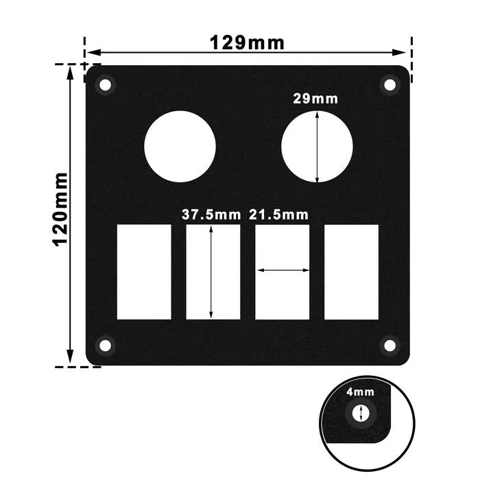 Panneau d'interrupteurs à bascule en aluminium, prise USB, prise de voltmètre, affleurement rapide,