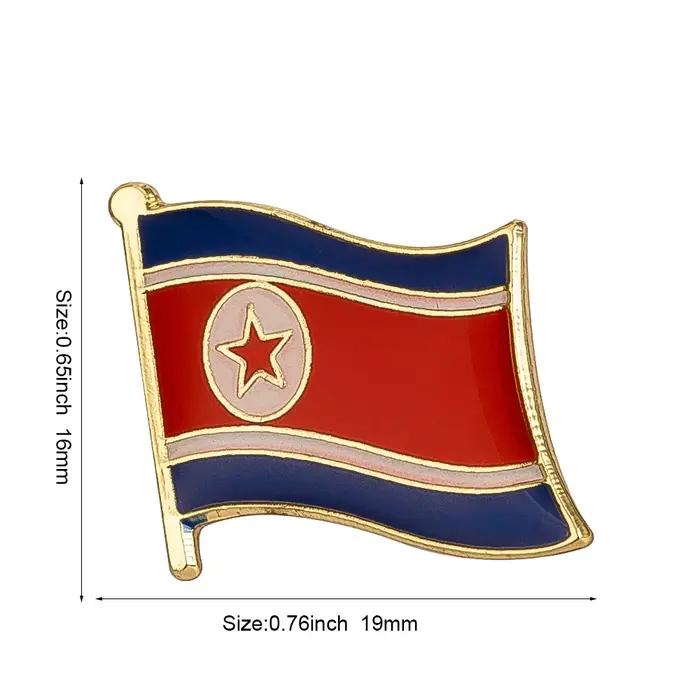 Badge de drapeau de la Corée du Nord épinglette pour sac à dos en métal or fer plaqué bronze pour hommes et femmes voyages et activités quotidiennes