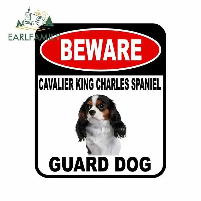 EARLFAMILY BEWARE CAVALIER KING CHARLES SPANIEL garde chien voiture autocollant couverture rayures C