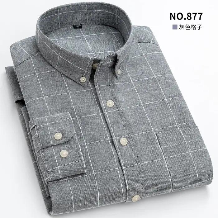 Chemise à manches longues tissée Oxford pour hommes