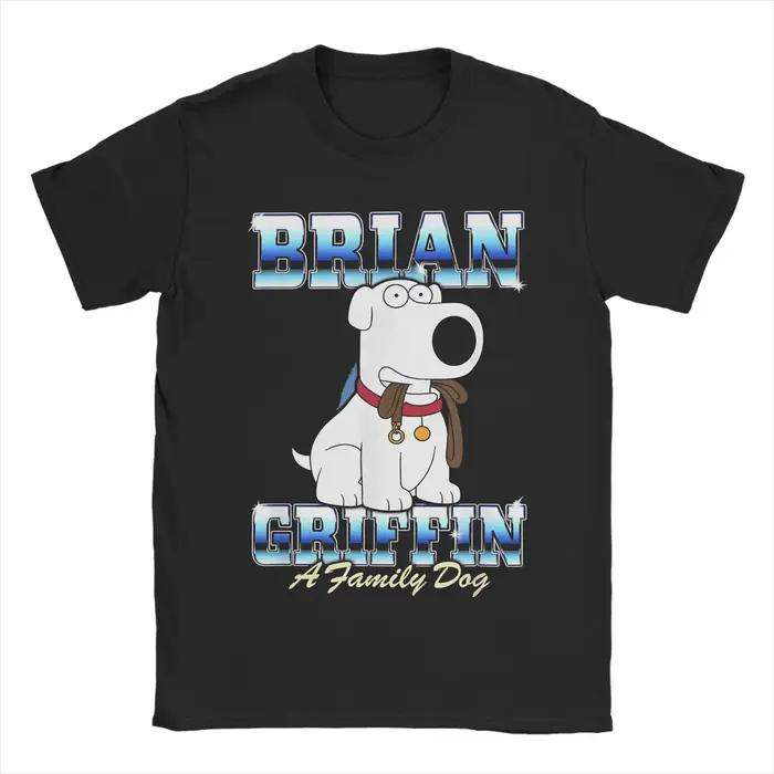 T-shirt pour hommes en coton, motif de dessin animé Brian Griffin, un chien de famille prêt pour une